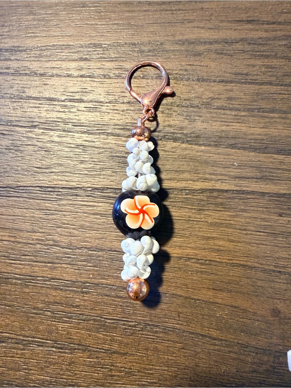 Handmade in Maui Shell and Kukui Nut Keychain/Purse Clip